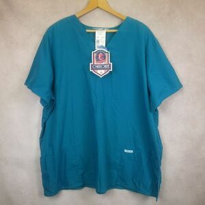 NWT Cherokee Teal V Neck Scrubs Top Two Pockets Size 2XL